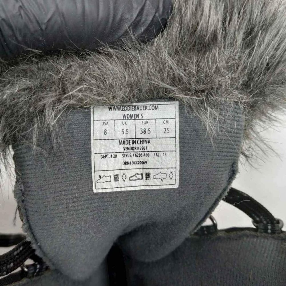 Eddie Bauer Women's Faux Fur Black Snow Boots Size 8 - Picture 5 of 6